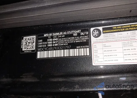 2019 Mercedes-Benz G 550 4Matic z USA, uszkodzony, nr VIN WDCYC6BJ7KX321797